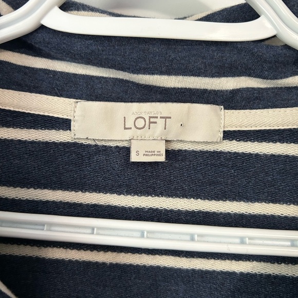 LOFT Blue and White Striped Cowl Neck Sweater - Picture 3 of 4